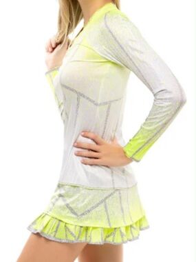 K-Swiss Neon & Lucky in love Lime Sports Top with White Trim and skirt